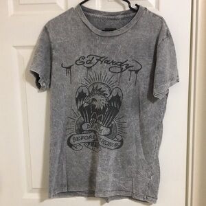 Ed Hardy Gray Graphic T-Shirt Size S